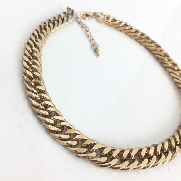Chunky Gold Tone Chain Link Statement Choker Y2K Necklace Thick - Picture 9 of 12